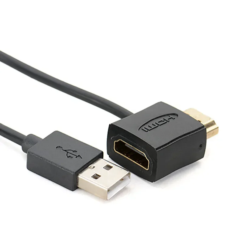 HD 1080P HDMI kompatybilny kobiecy męski złącze konwertera Adapter HDMI przełącznik HDMI z ładowarką 50cm USB2.0 kabel zasilający