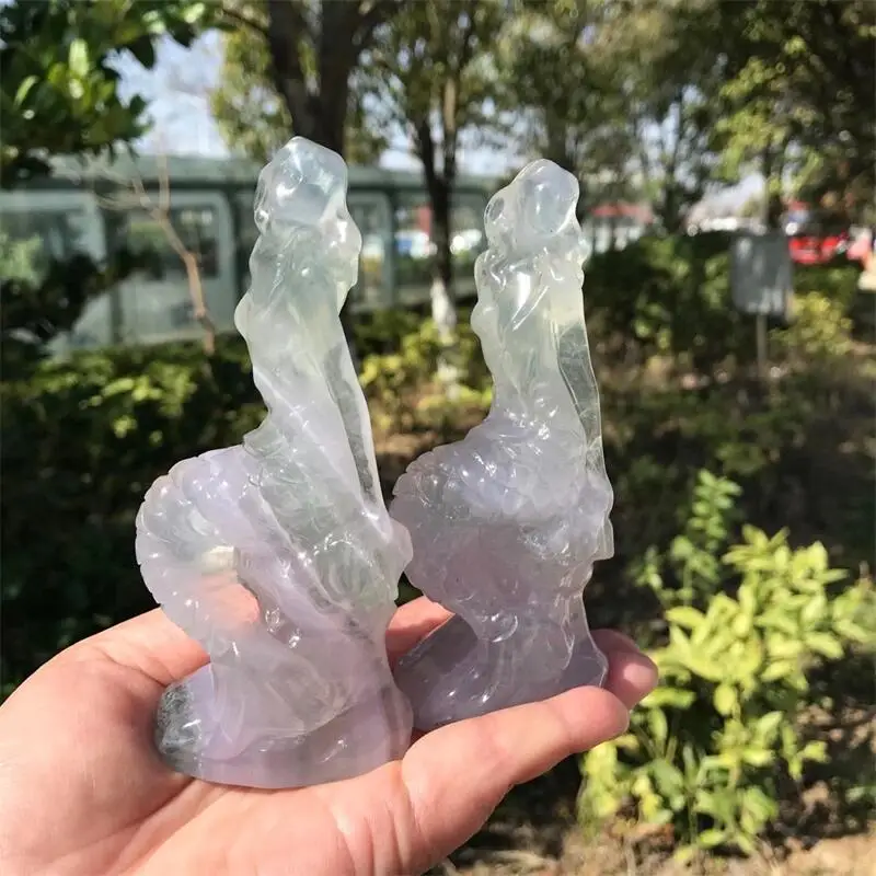 12cm Natural Fluorite Mermaid Statue Healing Crystal Carving Feng Shui Aesthetic Fengshui Home Decoration Reiki Gift 1pcs