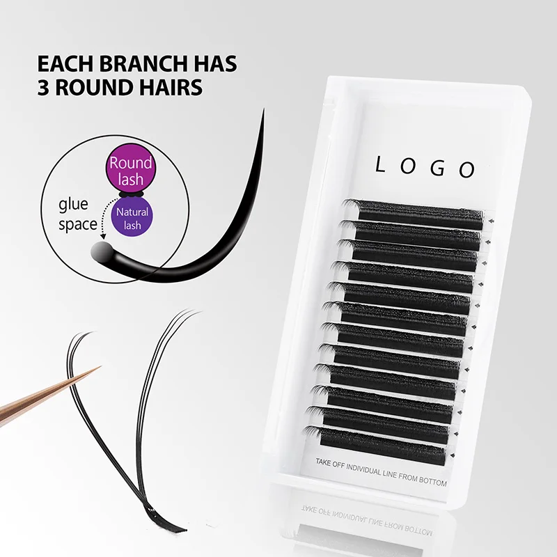 10PCS Black 12-Row YY Eyelash Extensions, Thick Curling Soft Long Natural Volume False Lashes