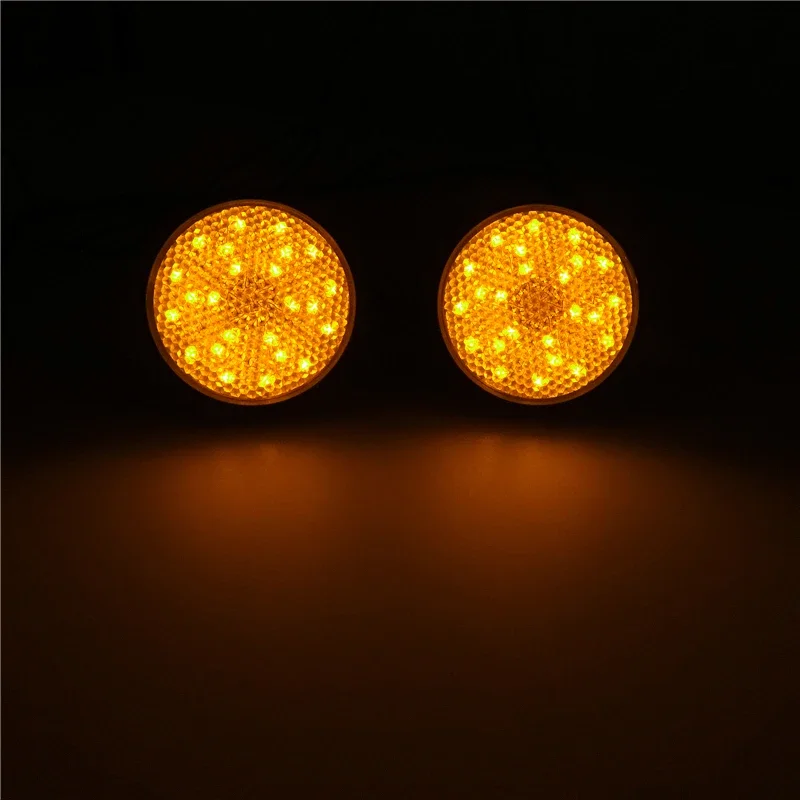 1 Pair Red 24 SMD LED Round Motorcycle Tail Light Universal 12V Mini Motorbike Reflector Turn Signal Brake Stop Lamp