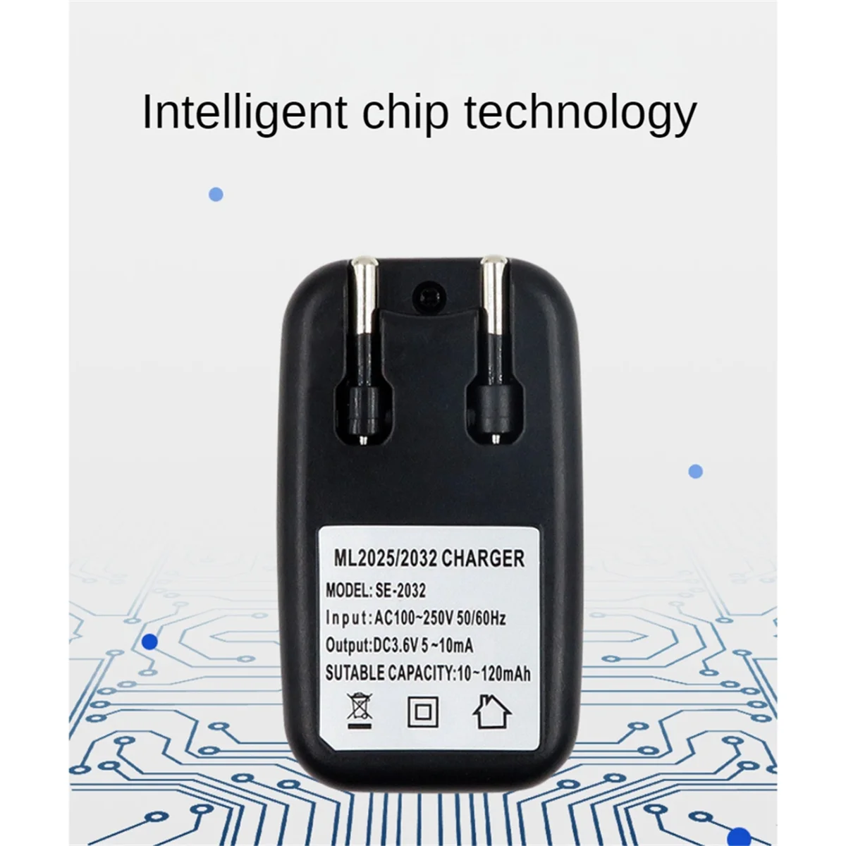 3.6V Battery Charger Lithium 2032 2025 Battery Charger Adapter for ML2032 ML2025 Coin Button Cell Battery EU Plug HGC