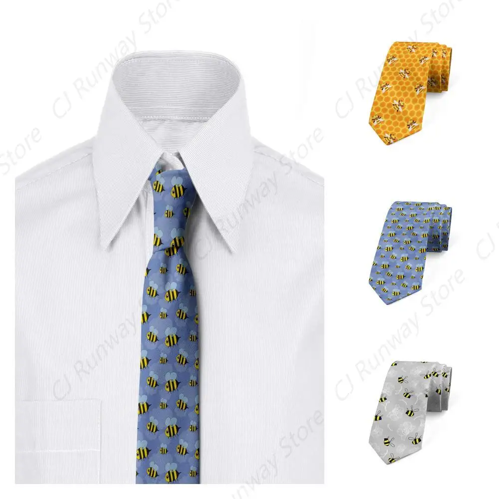 Men's Tie, Bees on Honey Combs Art, 3.7