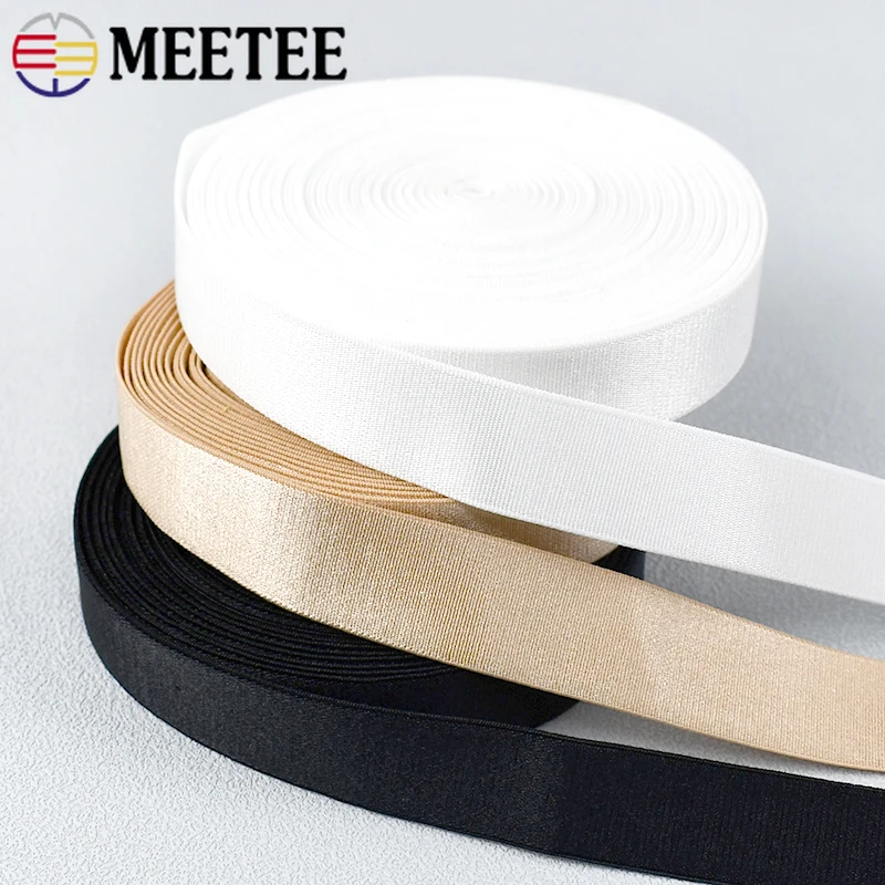 Meetee 5/10/20M 6-30mm Elastic Band Spandex Underwear Stretch Webbing Tape Clothes Drawstring Strap Bra DIY Garment Belt Bands