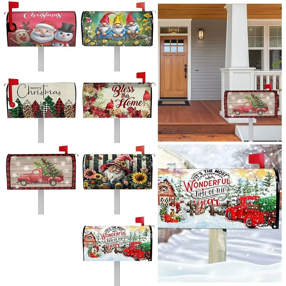 Cute Christmas Snowman Christmas Mailbox Covers Magnetic Winter Gnomes Mail Cover DIY Waterproof Mailbox Protaction Window Yard