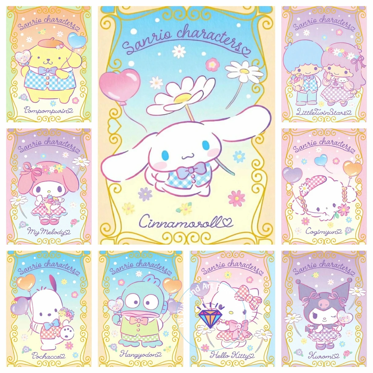 

Sanrio Hello Kitty Cartoon Kawaii DIY Art AB Diamond Painting Cross Stitch Crafts Mosaic Embroidery Room Decor Children's Gift