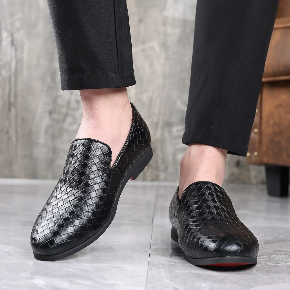 Men's Formal Leather Shoes Brown Pointed Toe Male Oxfords Business Man Dress Shoes Loafers Gentleman Wedding Party Dress Shoes