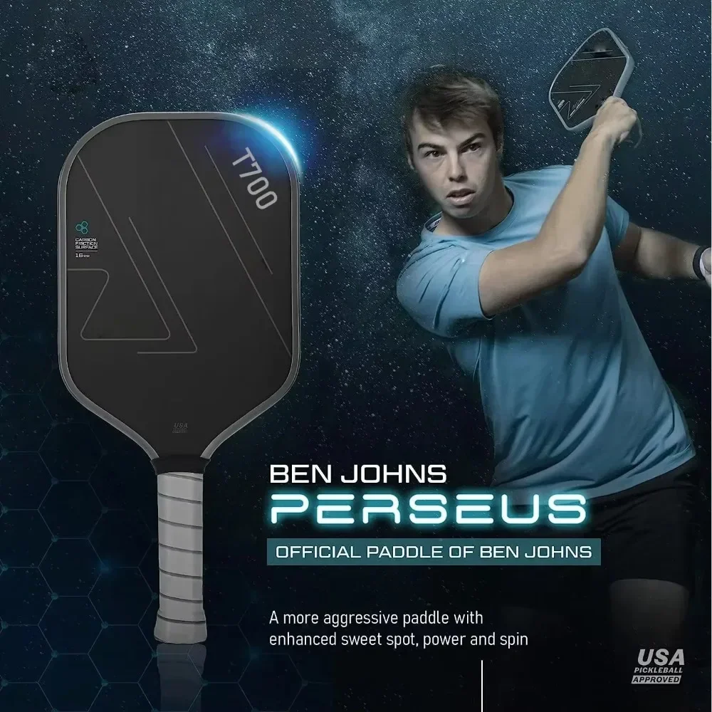 T700 Thermoformed Unibody Raw Carbon Fiber Pickleball Paddle Spin Textured Surface Ergonomic Grip with Foam Edge USAPA Approved