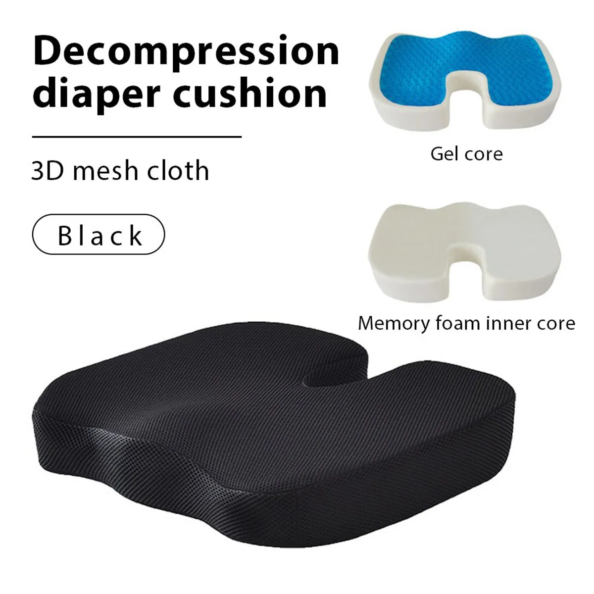 Car Gel Orthopedic Memory Cushion New U-Shape Travel Seat Cushion Desk,Work,Gaming Accessories Sciatica Chair Cushion Pad