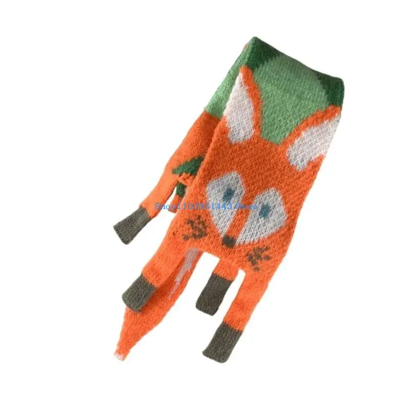 Q6RE Mooie gebreide dierensjaal Winter essentieel voor kinderen en vrouwen, zacht en gezellig halsdoekkledingaccessoire