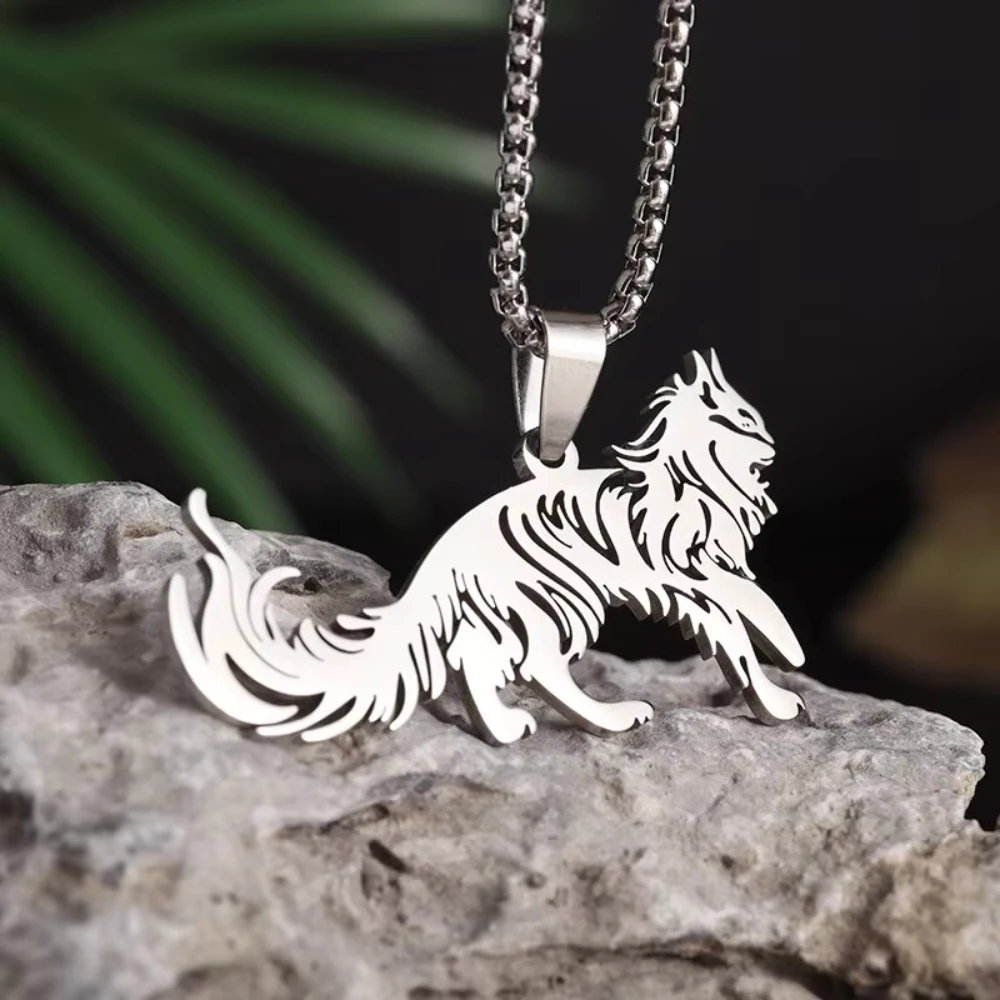 Maine coon Necklace Cute Pet Maine Coon Cat Stainless Steel Pendant for Men and Women Fashion Charm Christmas Gift