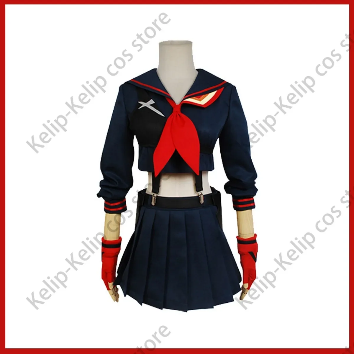 Disfraz de Cosplay de Anime Kill La Kill Matoi Ryuuko para mujer, peluca negra, falda de uniforme JK, camisa corta, traje de fiesta de Carnaval Kawaii Sexy