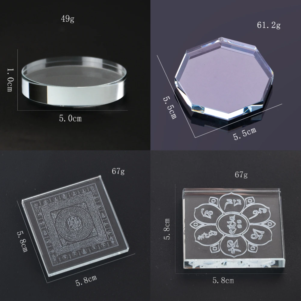 

Clear Glass Base Laser Engraved Buddhist Scripture Ring Manicure Eyelash Jewelry Display Stand Beautiful Packaging Accessories