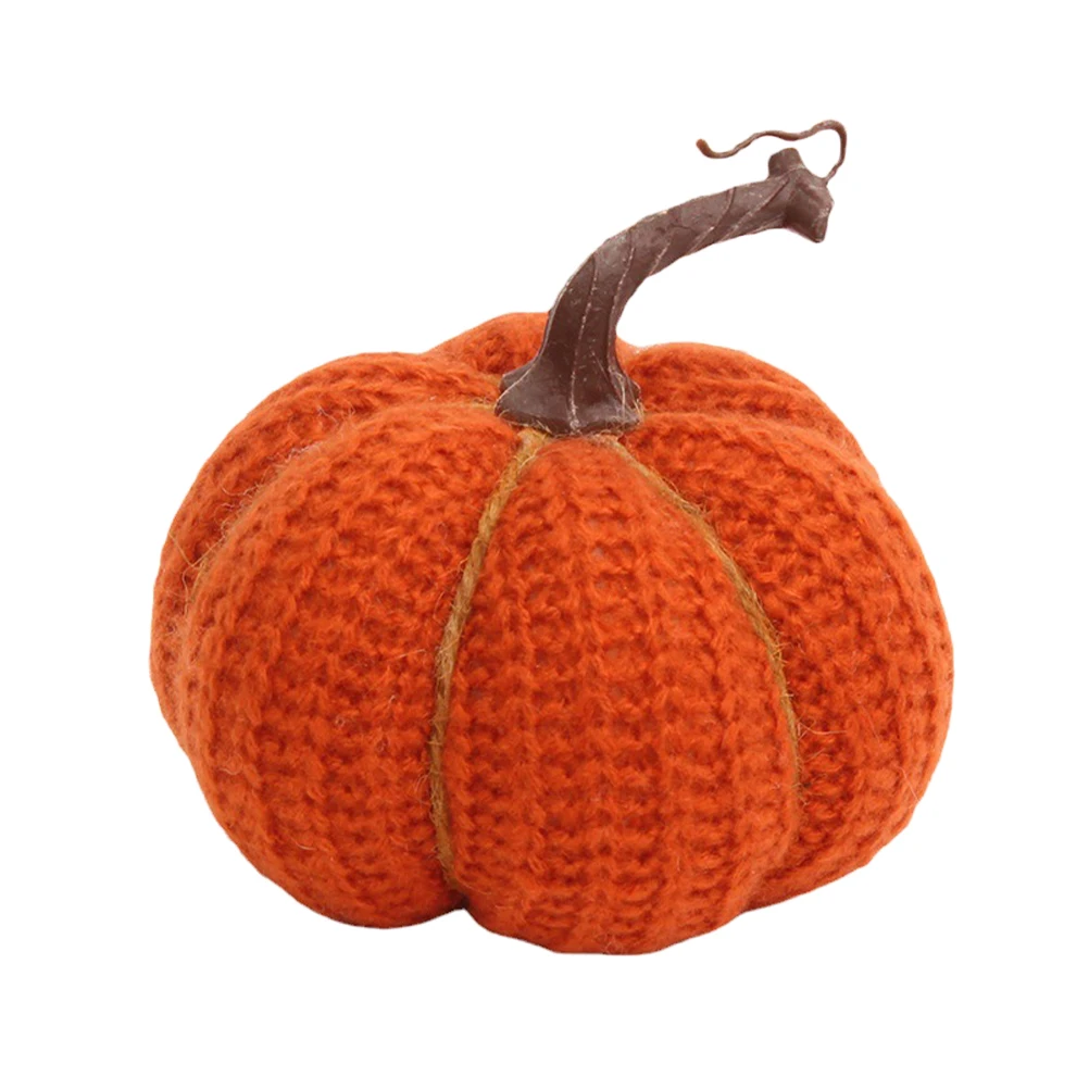 

Artificial Pumpkin Decor Thanksgiving nament Fabric Knitted Chemical Fiber Home Adorn Photo Props Lightweight Realistic Scene