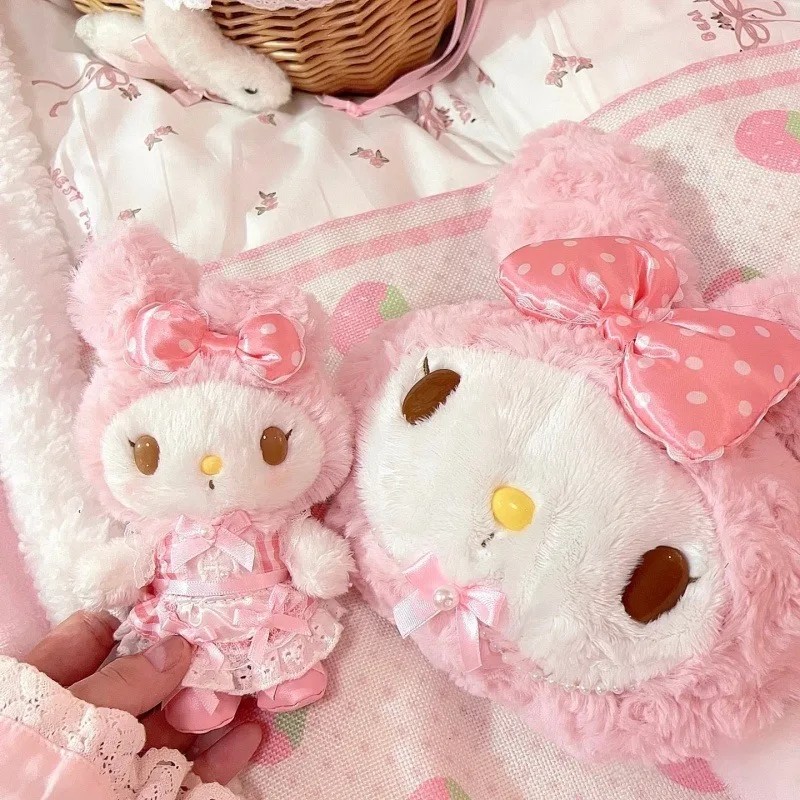 Carino fragola cameriera pizzo bocca a pois mia melodia peluche Sanrio bacca bianca melodia peluche portamonete portafoglio regalo cuore femminile