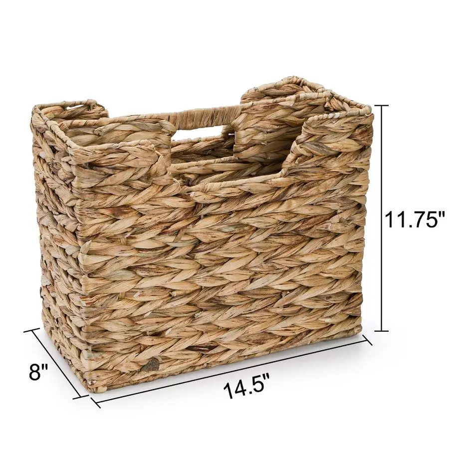 Panier à magazines tissé à la main, porte-jaucin d'eau étroit naturel, panier en osier pour magazines, organisateur pour fichiers, décoratif divisé M