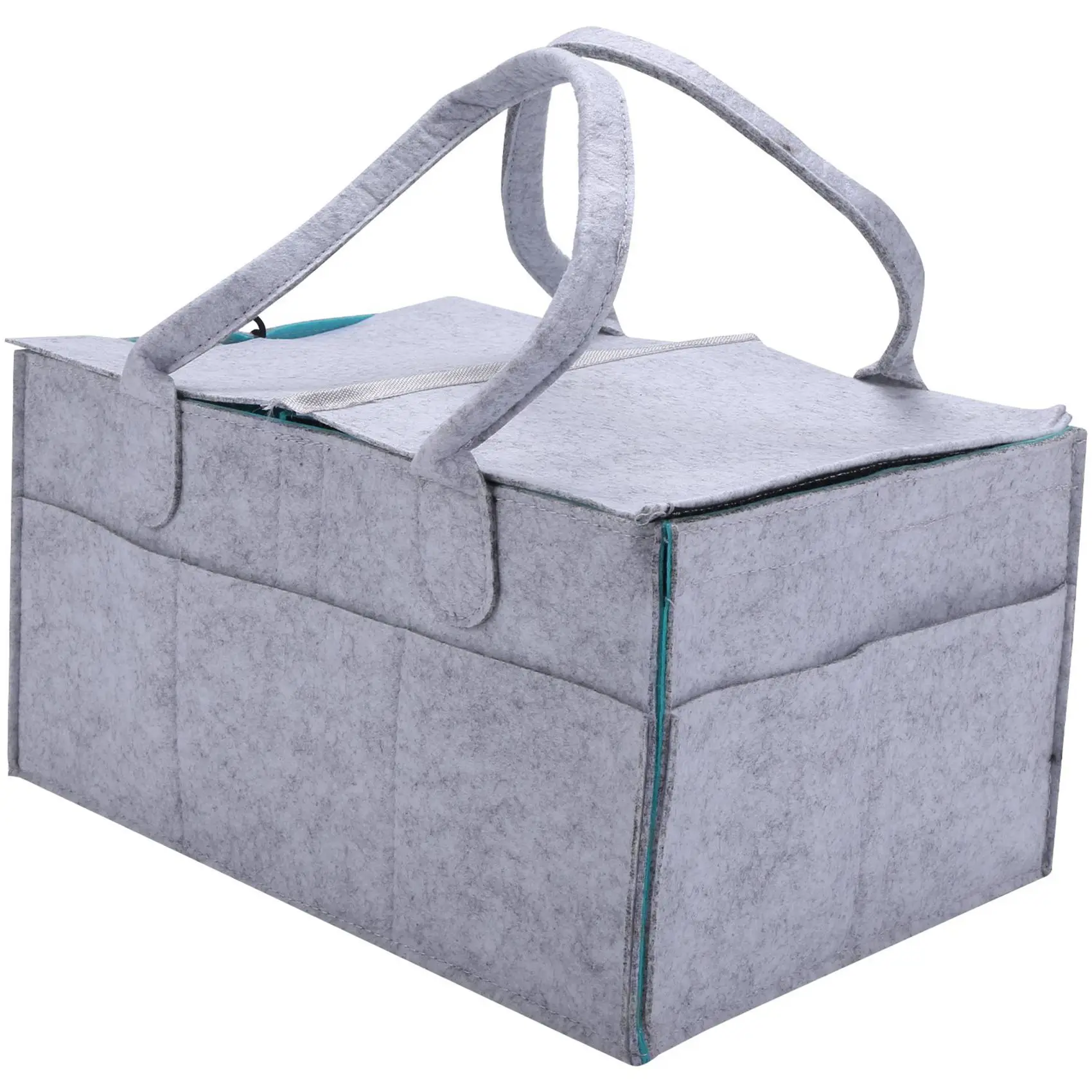 

2X Foldable Felt Baby Diaper Caddy Organiser Removable Lid Storage Bag Kid Toys Portable Bag Box
