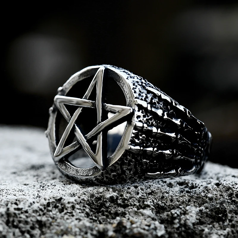 Beier 2022 Updated Design Stainless Steel David Of Star Ring Top Quality Punk Skull Dragon Claw Pentacle Ring Fashion Jewelry