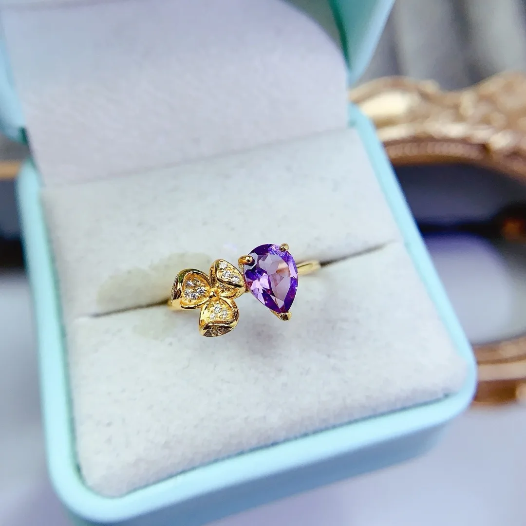 

Refined Temperament Natural Amethyst S925 Sterling Silver Ring Captivating Natural Luxury Women Jewelry Designed By A Designer