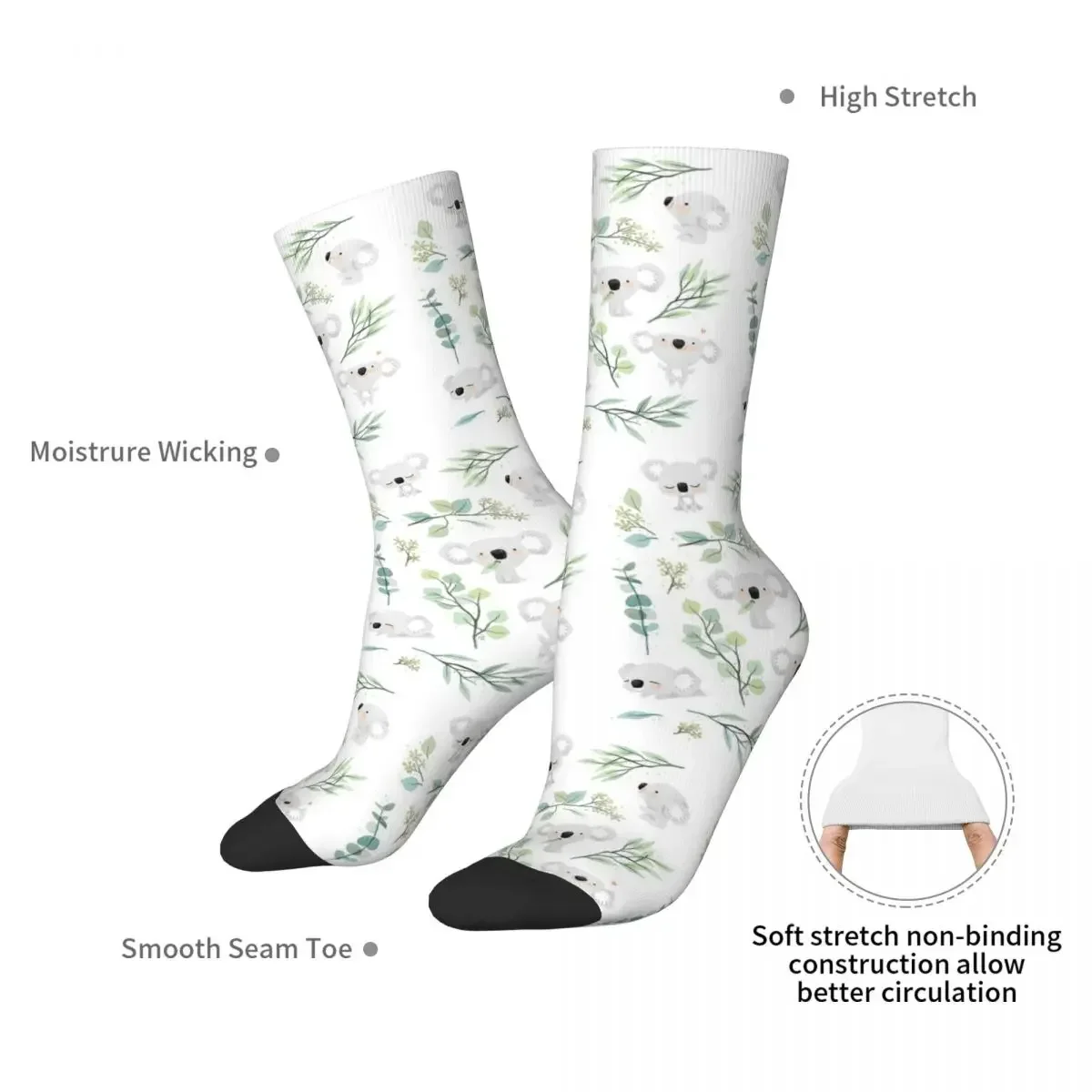 Koala And Eucalyptus Pattern Socks Harajuku High Quality Stockings All Season Long Socks Accessories for Unisex Gifts