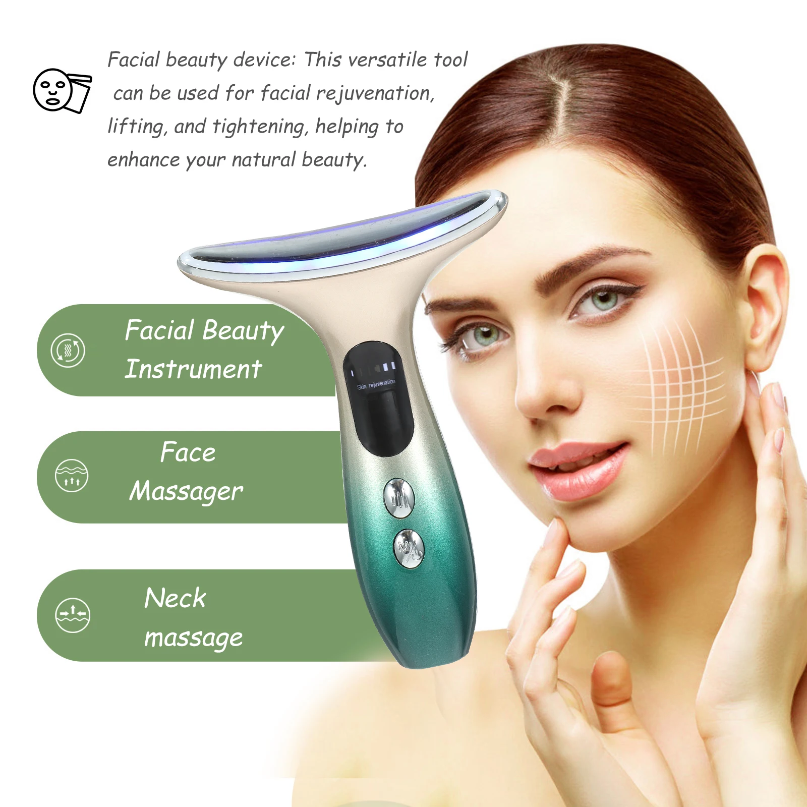 

Neck Wrinkle Remover Beauty Device Facial Massager Electric Vibrating Machine for Face Lifting Skin Care Gradual Color Neck