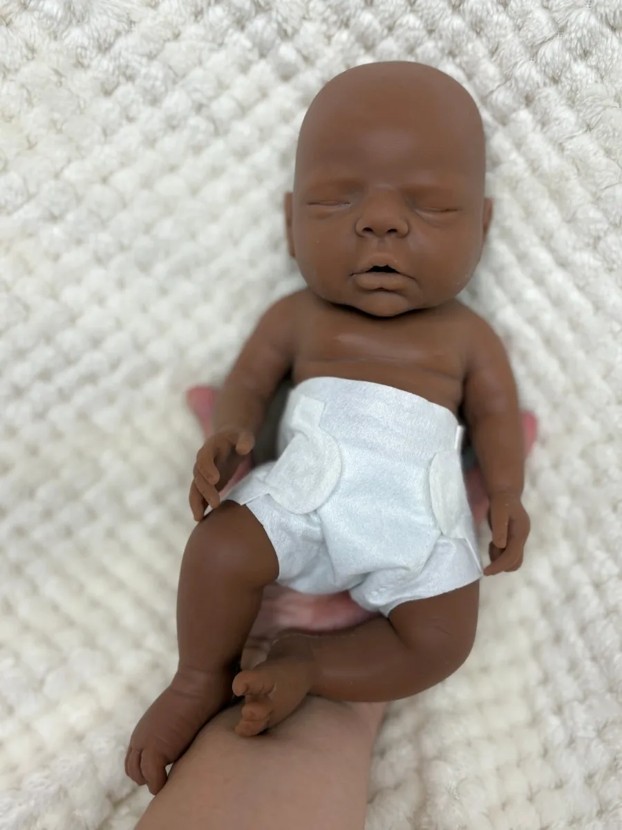 10Inch Dark Skin Silicone Bebe Girl Reborn Doll Painted/Unpainted Soft Silicone Newborn Baby Doll With Adorable Dress For Kid