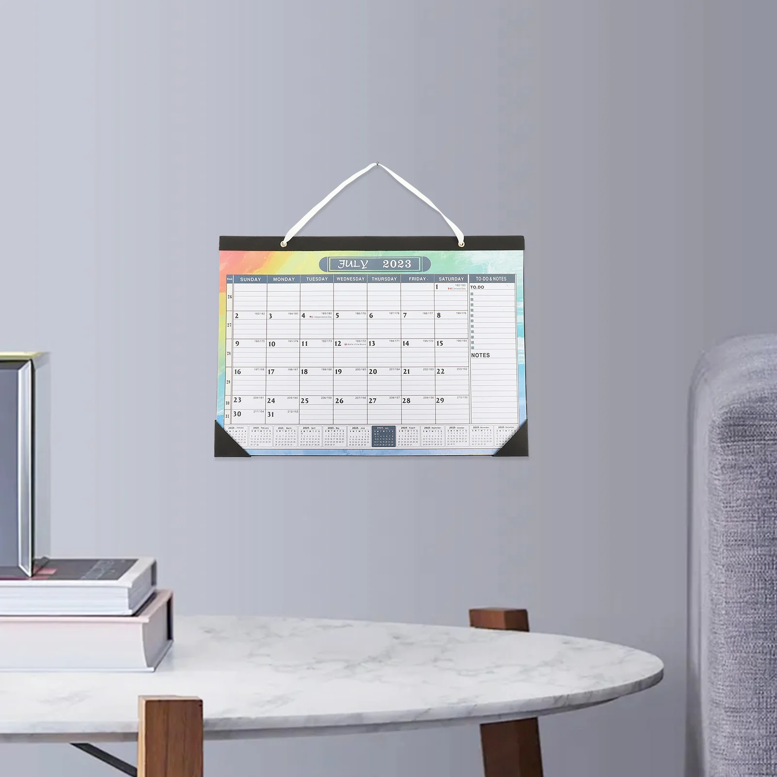 

Английский ежемесячный плотный бумажный простой дизайн, прозрачный многофункциональный настольный подвесной календарь для офисного использования, настенный календарь 2023,