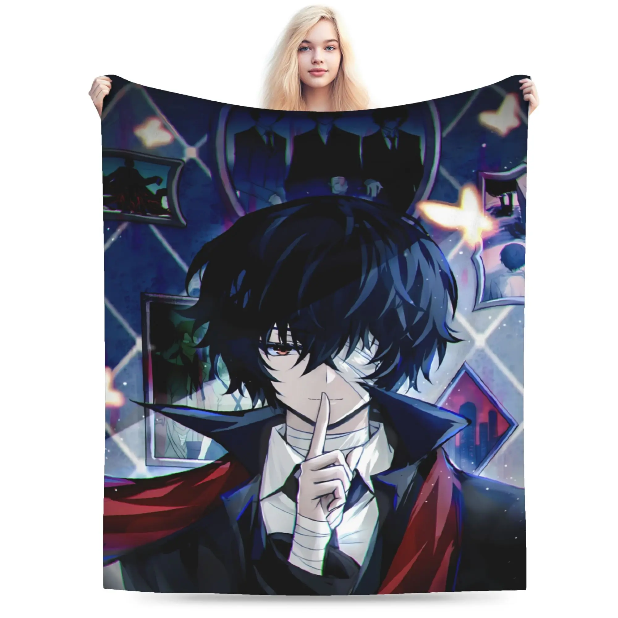 Dazai Bungo Stray Dogs Blanket  Camping Flannel Bedding Throws For Couch Chair Super Soft Design Quality Bedspread Gift