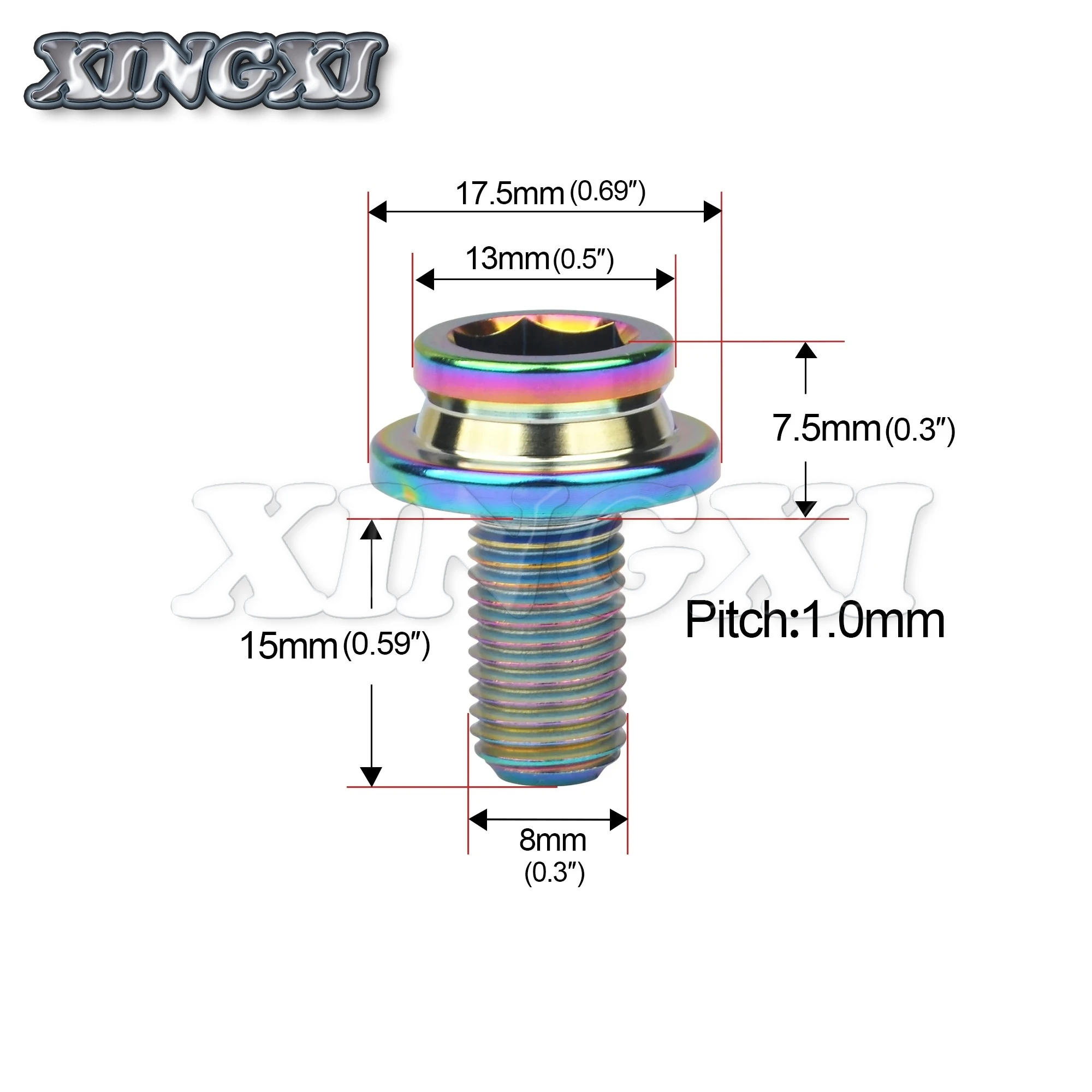 Xingxi-tornillo Extractor de perno de manivela para bicicleta, rueda de cadena de titanio Ti, 2 piezas, M8x15mm