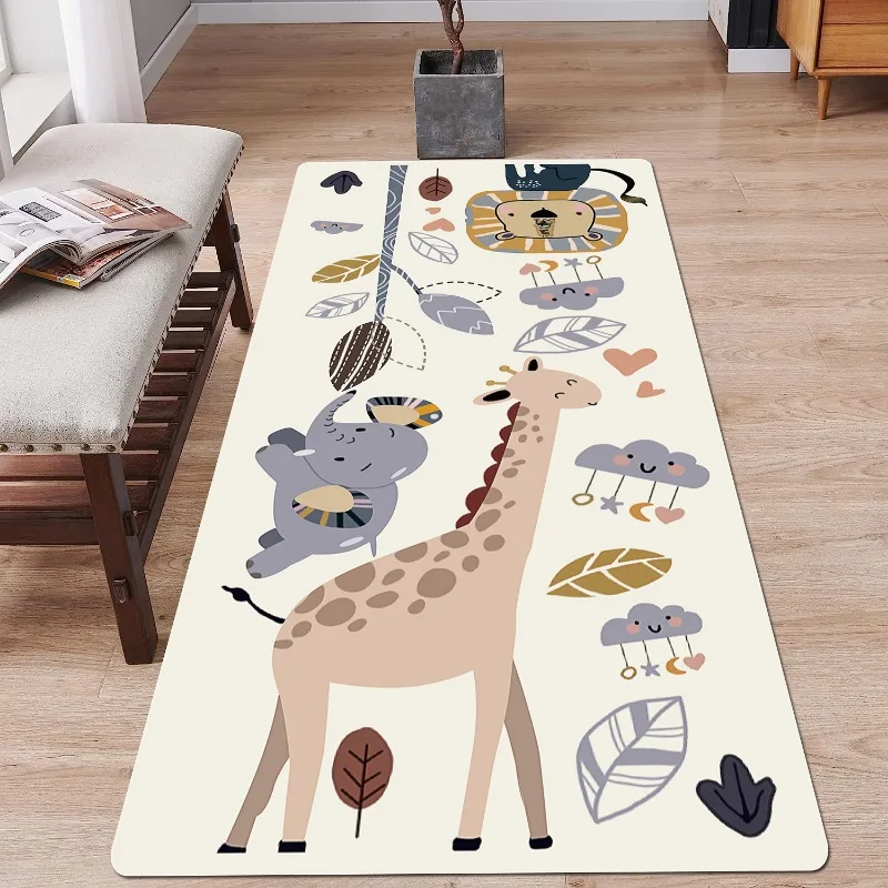 Digital Cartoon Animal Carpet Giraffe Elephant Lion Carpet Living Room Bedroom Floor Decoration Children\'s Crawling Floor Mat