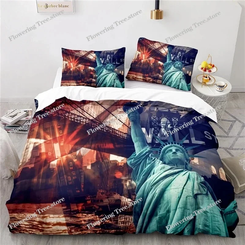 Statue of Liberty American City 3D Bedding Set Scenery Duvet Cover Set with Pillowcase Home Textile Twin Full Queen King Size