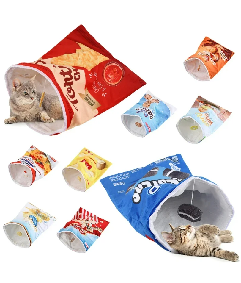 

Gourmet Pattern Designs Cat Tunnel Toy, Cat Birthday Gift,Collapsible Interactive Cat Drill Bag Pet Toy