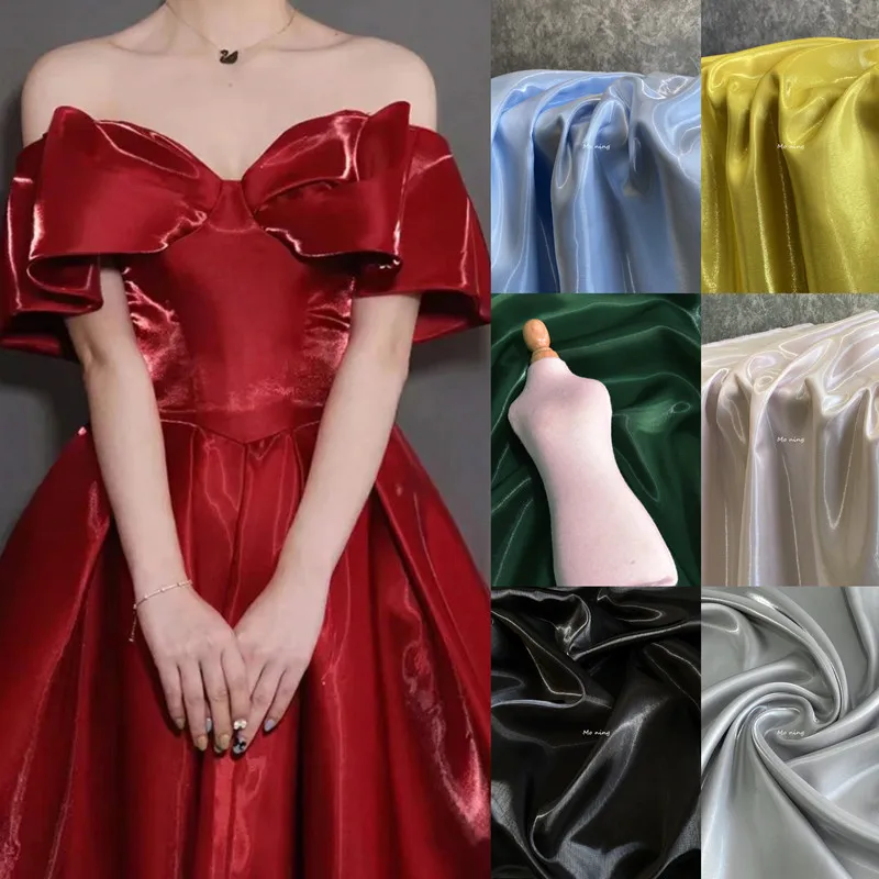 

Super Glossy Silk Satin Fabric for Dress Cheongsam Clothes Sewing Wedding Dress Designer Fabric 50cmx150cm