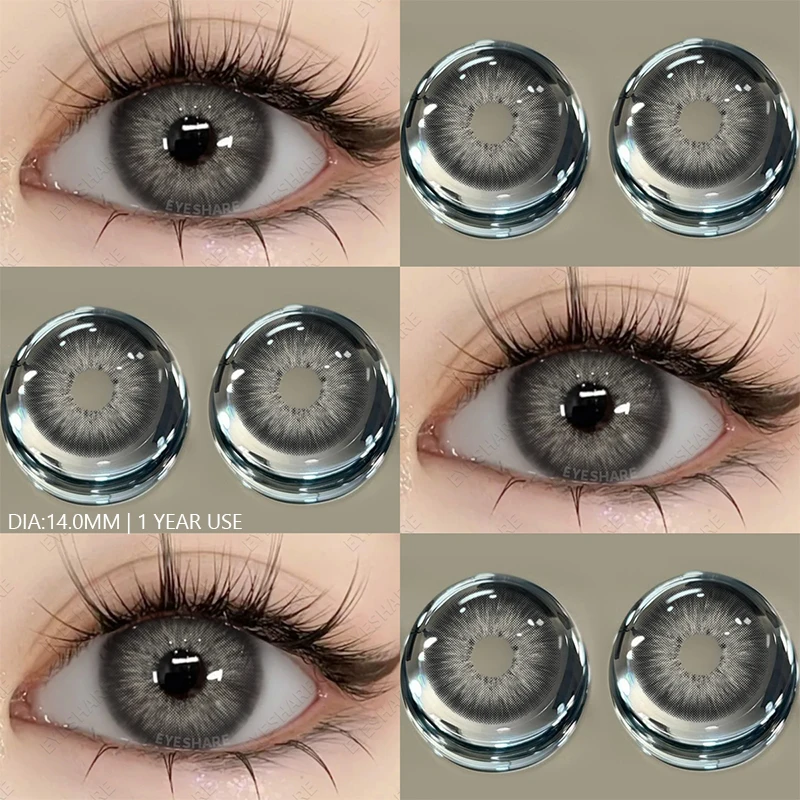 EYESHARE Farbige Kontaktlinsen mit Sehstärke, Myopie, blaue Linsen mit Grad, graue Pupillenlinse, braune Linsen, modisch, jährlich