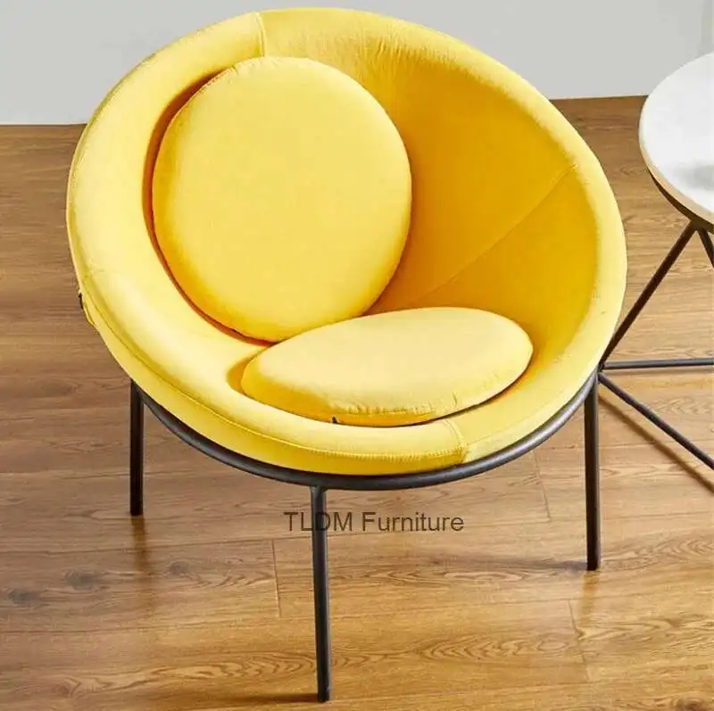 

Nordic Living Room Sofa Snail Fabric Lazy Sofa Single Modern Minimalist Balcony Pumpkin Small Sofa Chair Single Iron Armchair