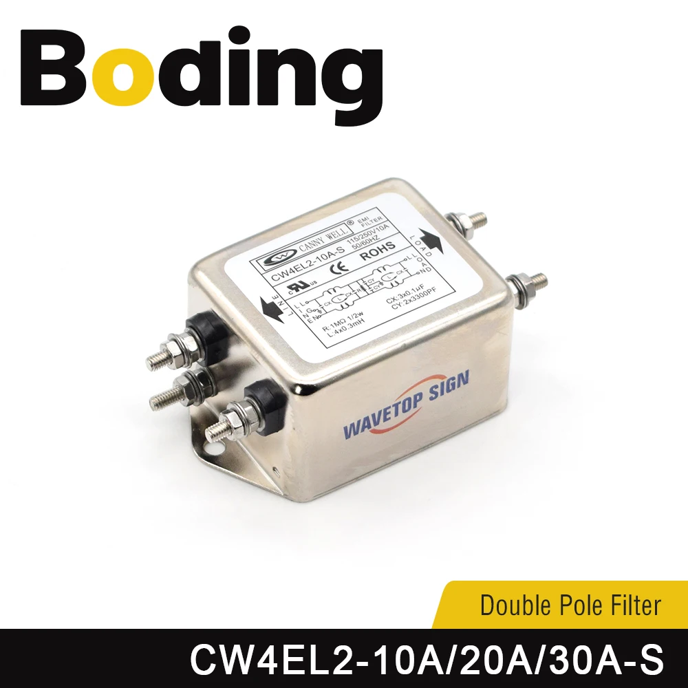 

Boding Canny Well Power Emi Filter Cw4el2-10a/20a/30a-s Double Pole Filter Connector Single Phase 220vac