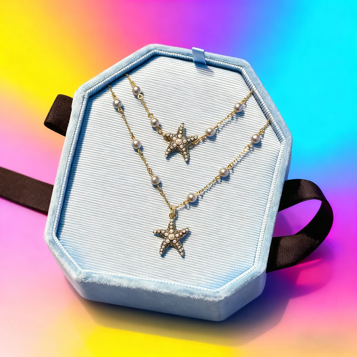 

2025 New Trend Fine Jewelry Sets Charm Ocean Star Crystal Fashion Necklaces Bracelet Earrings Ring for Women Romantic Party Gift