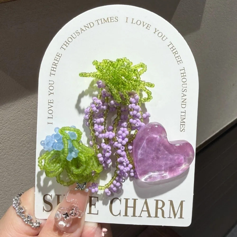 3pcs/set Flower Bead Chain Crystal Shoe Charms Sparkling Tassel Pearl Jelly Flower Charm Korean Style Handmade Jelly Shoes Charm