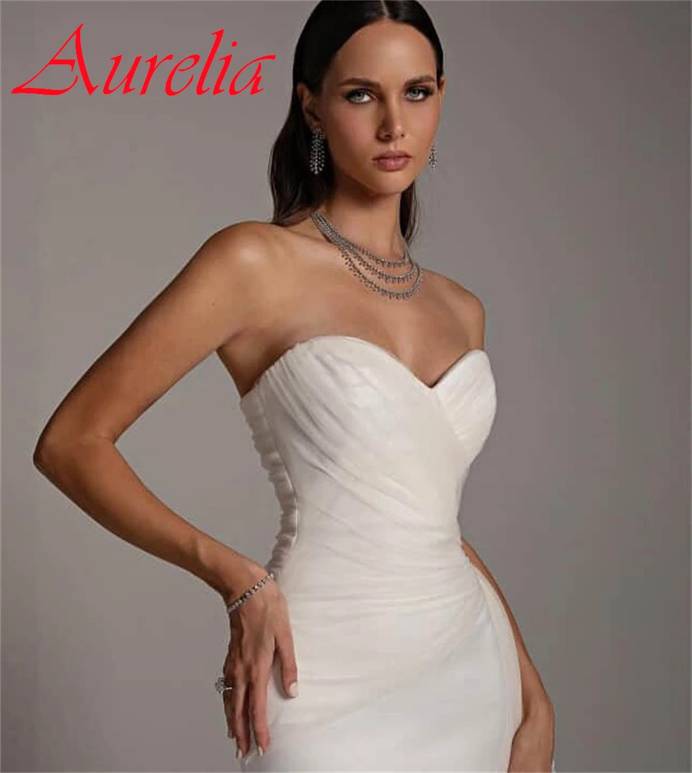 

Customized Exquisite White Jersey Wedding Dress Delicate Strapless Sleeveless Vestido De Novia Elegant Graceful Bridal Gowns