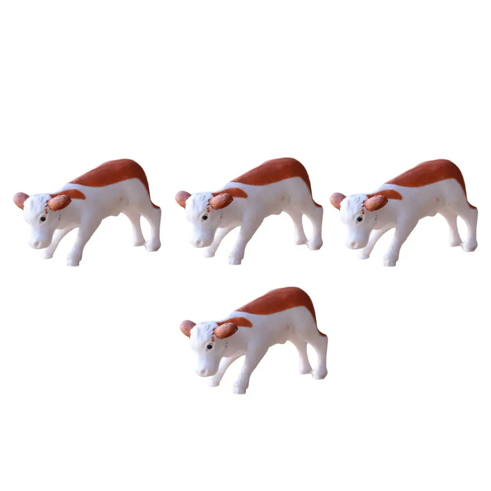

4pcs Mini Cattle Figurines Fish Tank Decor Aquarium Ornament Durable Cow Statue Adornment Handmade Simulation For