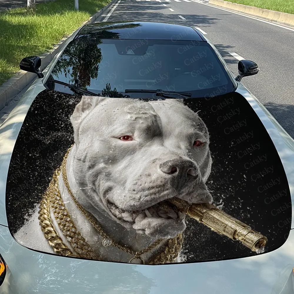 Red Eyed Bulldog Car Hood Decal - Durable Self-Adhesive PVC Sticker For Cars, Motorcycles, And Trucks,Vehicle Hood Decoration