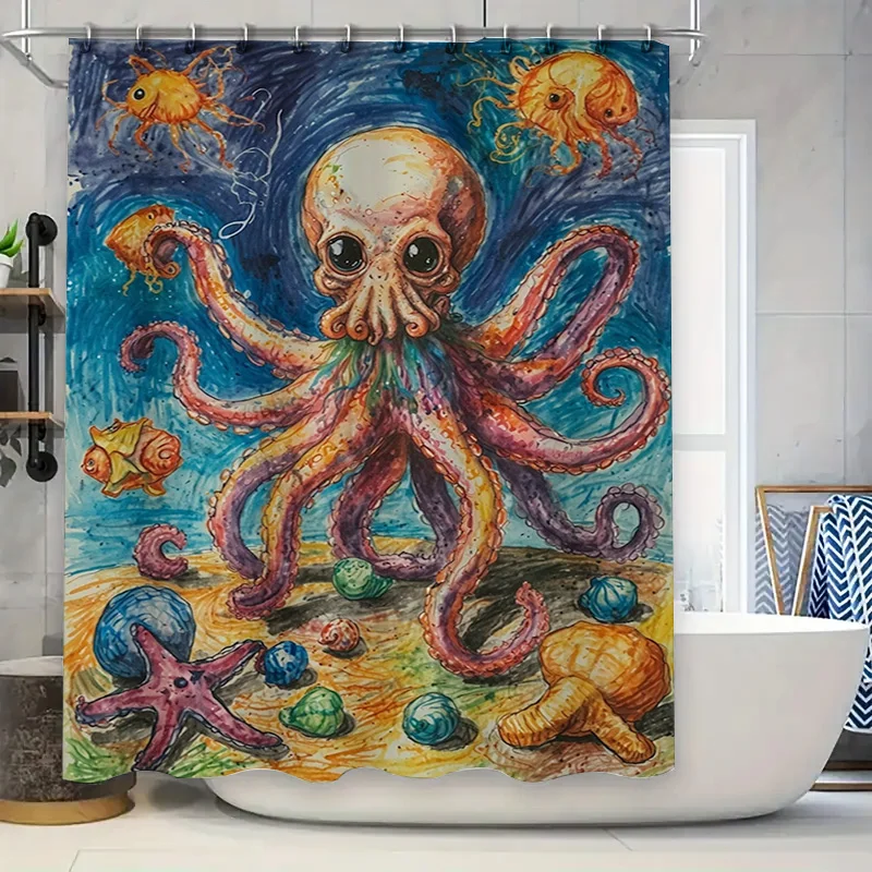 

Стильный 3D коврик для ванной с осьминогом, водонепроницаемый нескользящий коврик для ванной комнаты для домашнего декора, идеальная идея для подарка