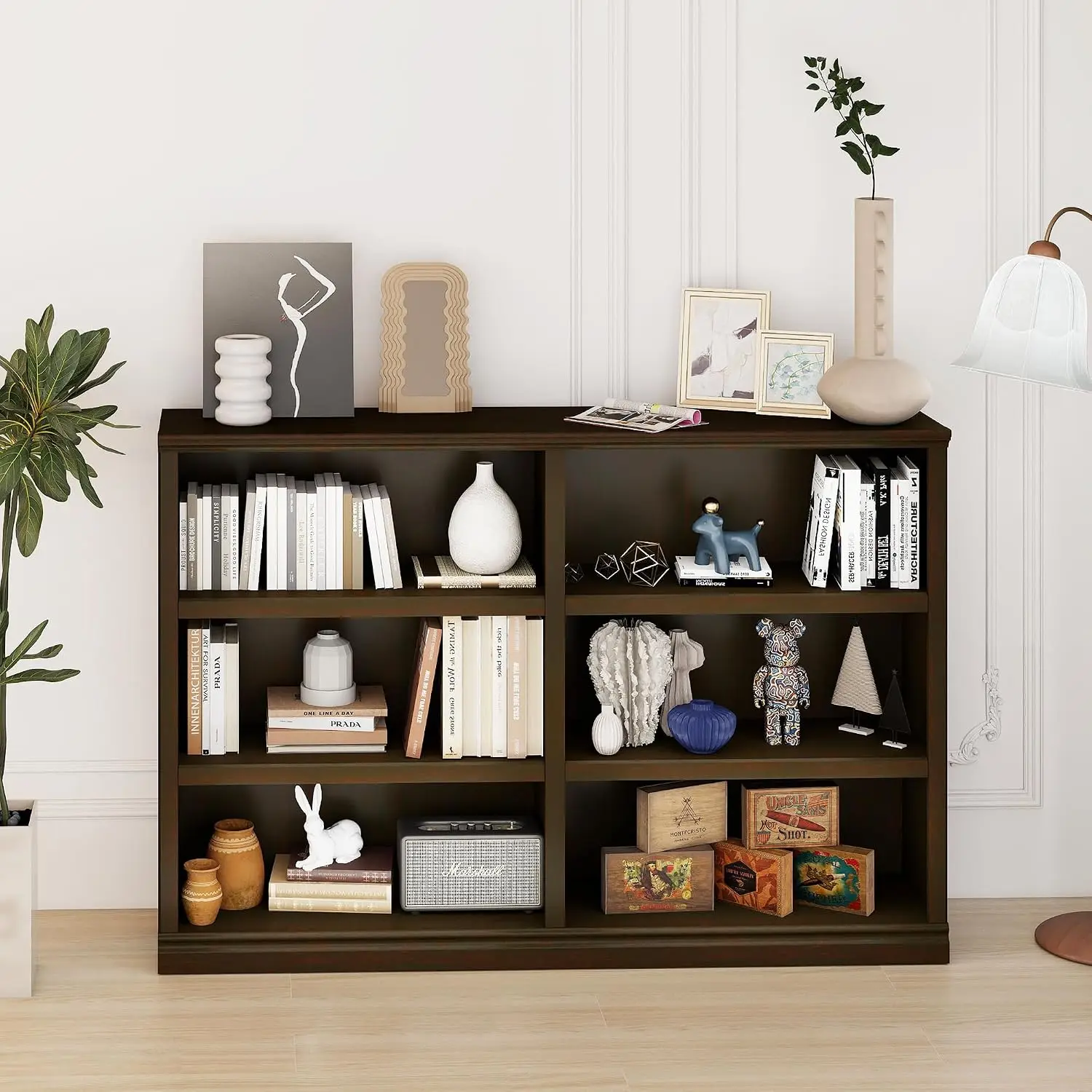 64in 3-Tier 6-Cube Wooden Storage Organizer Bookcase for Bedroom & Home Office Display, Customized