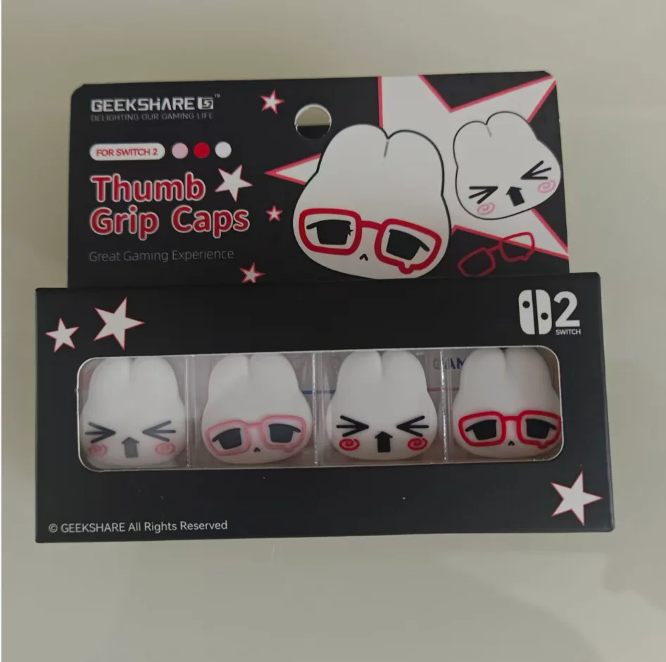 4Pcs Silicone Thumb Grips for Switch 2 – GeekShare NS2 Cute Original Design Joystick Caps , Retro Bunny