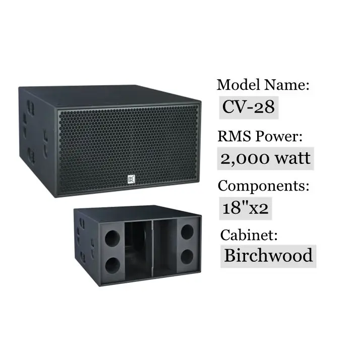Caixa de Som Portátil à Prova d'Água de Alta Potência com Subwoofer Duplo de 18 Polegadas em Madeira de Bétula para Eventos ao Ar Livre e Festas