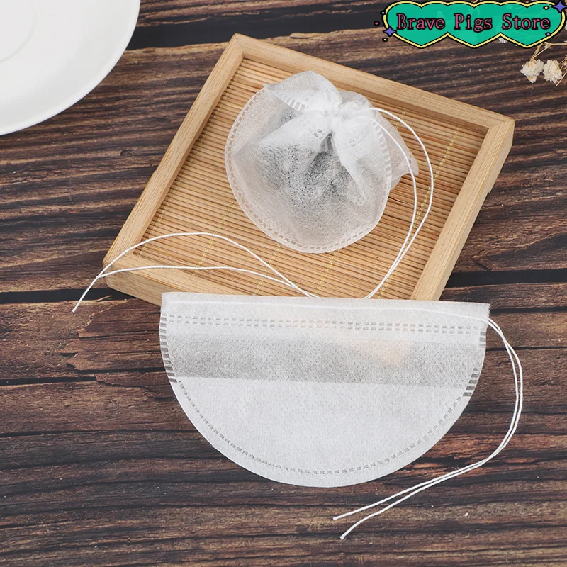 50Pcs/Lot Boat Shape Empty Tea Bags Portable Empty Scented Drawstring Pouch Bag 6*10CM Seal Filter Cook Herb Spice Loose Coffee