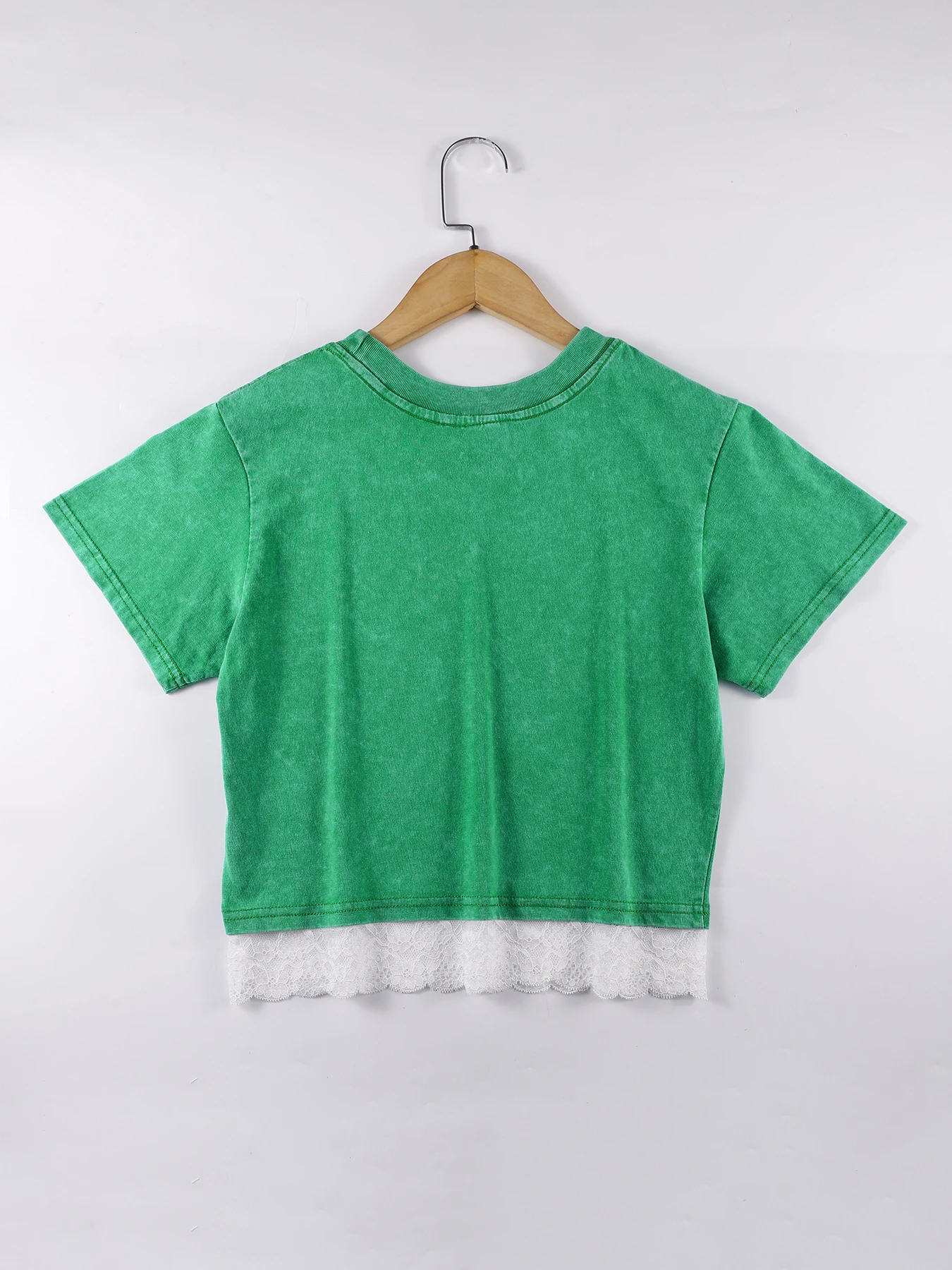 Premium Lemoni freschi Stampe Crop Tees Moda Estate Orlo in pizzo T-shirt lavate Vestibilità regolare Top in difficoltà Abbigliamento casual