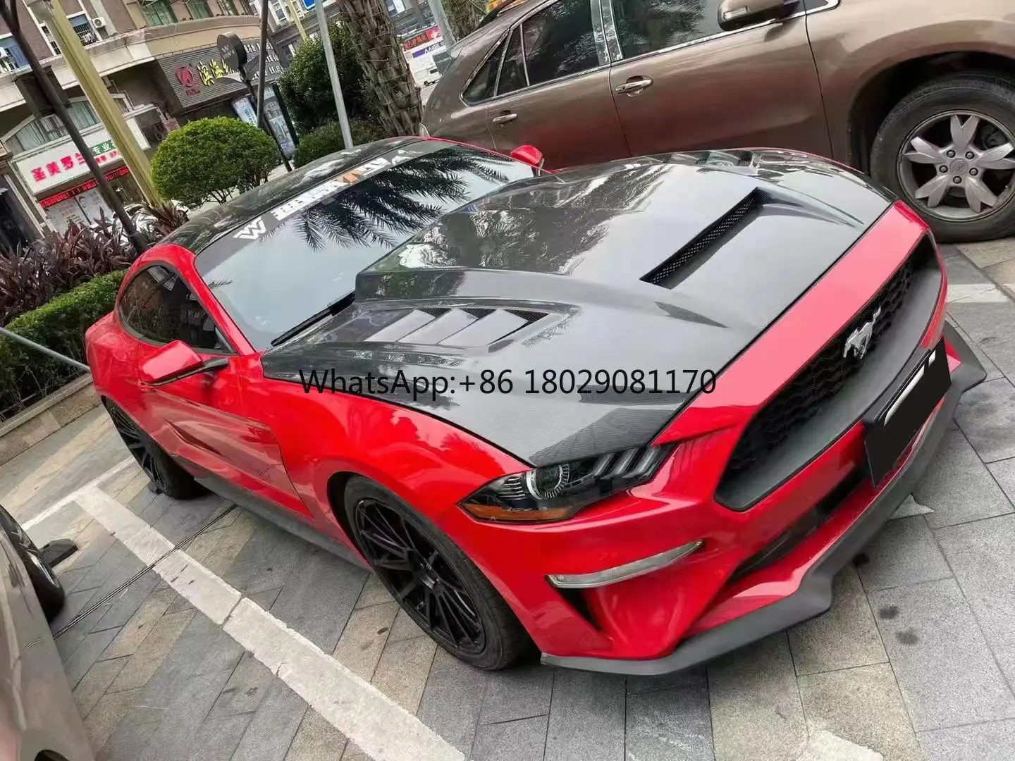 TF kap mesin Depan serat karbon bergaya untuk Ford Mustang S550.2 EcoBoost Mach1 GT 2018 2019 2020 2021 2022 2023