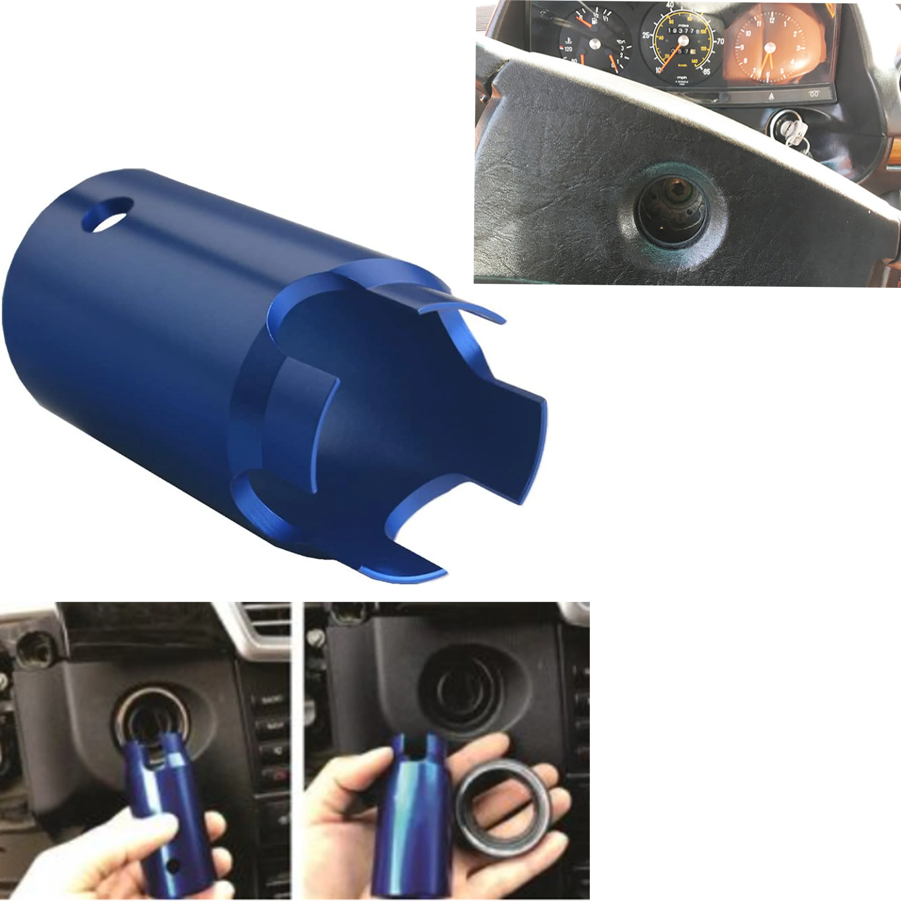 Ignition Lock Switch Socket Socket Blue Aluminum Ignition Lock Puller Removal Suitable for Mercedes Benz W129 W140 W202 W202