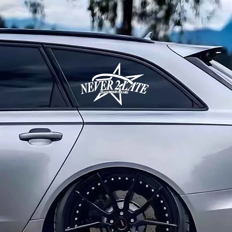 

Never Too Late to Chase Dreams Flag Stickers, Waterproof Vinyl Decals for Car Window and Helmet