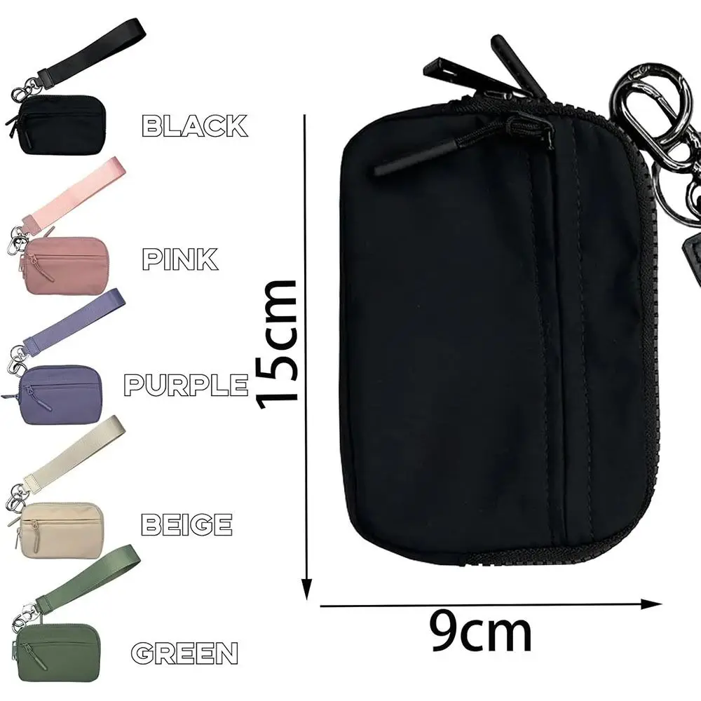 Gifts Multi-function Coin Purse with Wrist Zipper Small Wallet Card Holder Keychain with ID Window Nylon Small Wallet